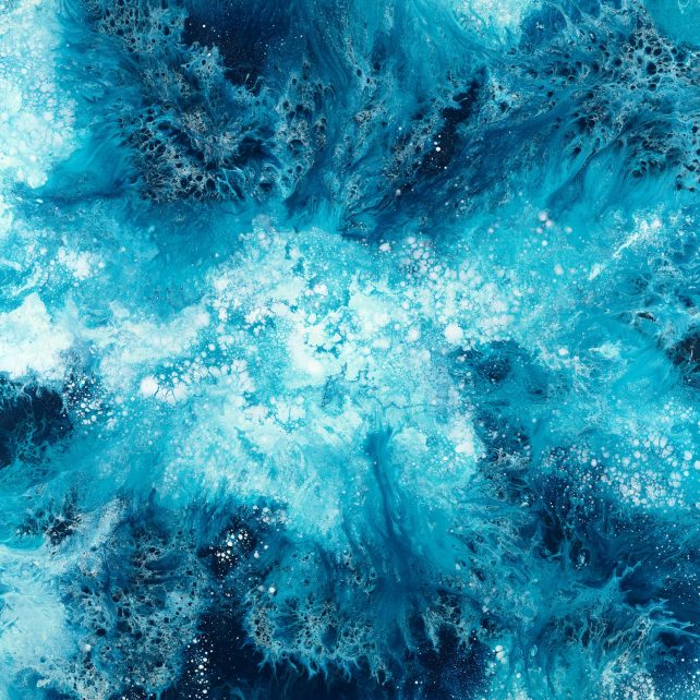 Awashed III, Blue Abstract Fluid Artwork Sarah Malone